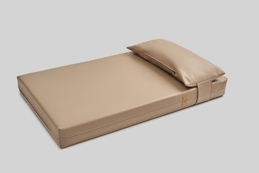 Leather-look dog bed | ComfySupport+ | 2-sided | ALMOND BEIGE