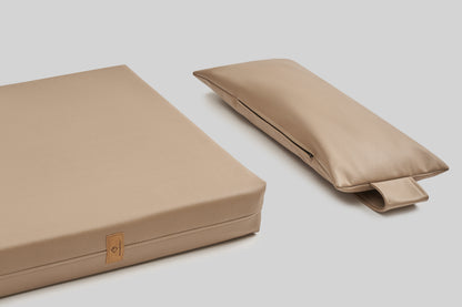 Leather-look dog bed | ComfySupport+ | 2-sided | ALMOND BEIGE