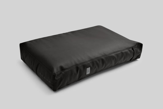 Leather-look cushion dog bed | LuxSoft | 2-sided | CHARCOAL BLACK