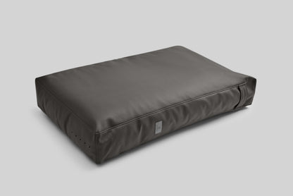 Leather-look cushion dog bed | LuxSoft | 2-sided | ASPHALT GREY