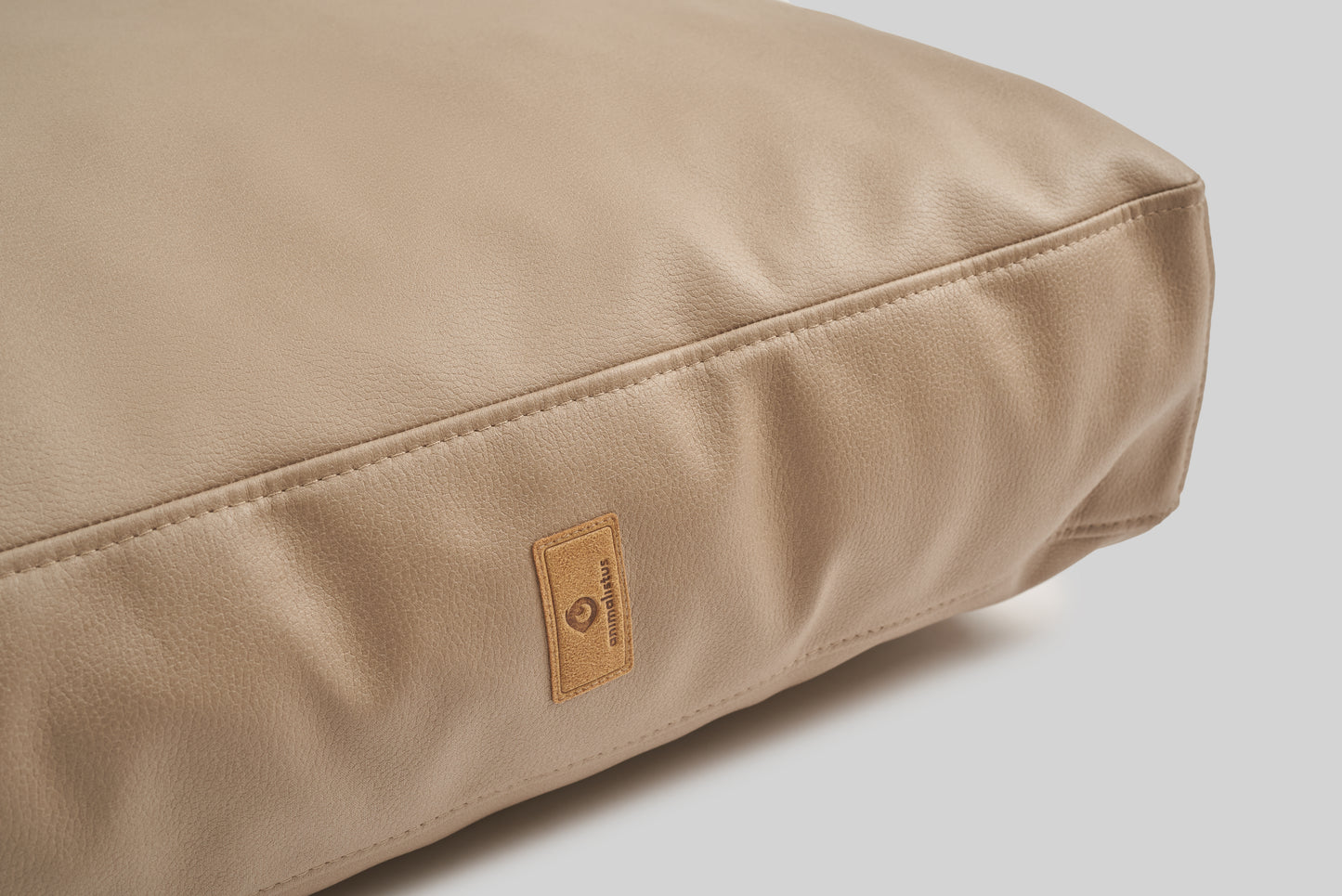 Leather-look cushion dog bed | LuxSoft | 2-sided | ALMOND BEIGE