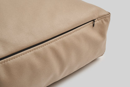 Leather-look cushion dog bed | LuxSoft | 2-sided | ALMOND BEIGE