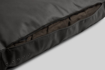 Leather-look cushion dog bed | LuxSoft | 2-sided | CHARCOAL BLACK