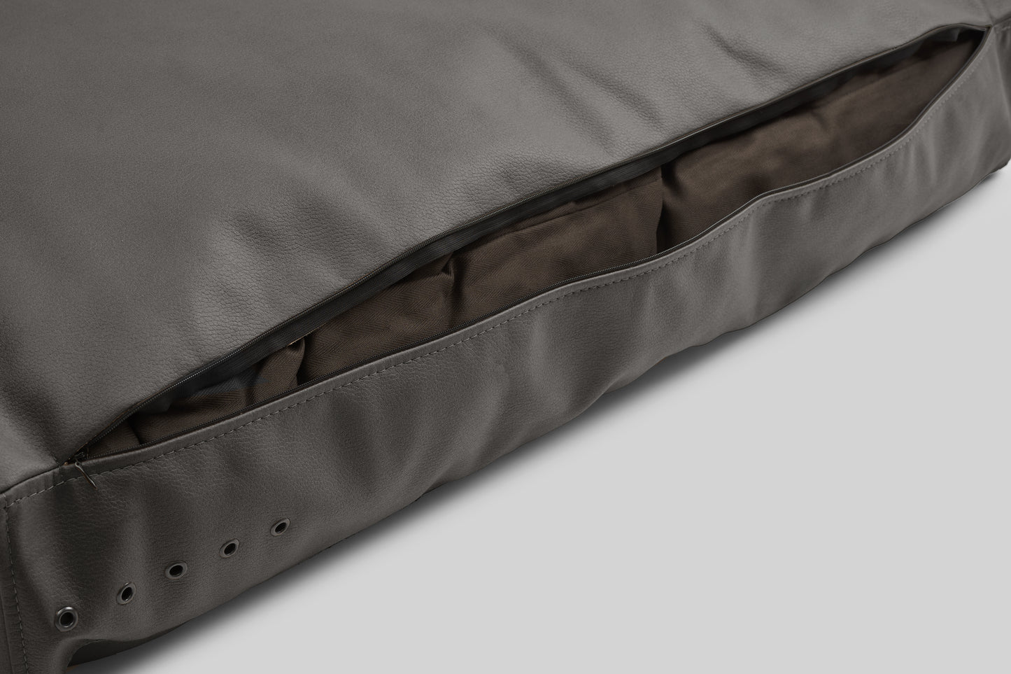 Leather-look cushion dog bed | LuxSoft | 2-sided | ASPHALT GREY