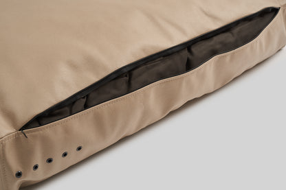 Leather-look cushion dog bed | LuxSoft | 2-sided | ALMOND BEIGE